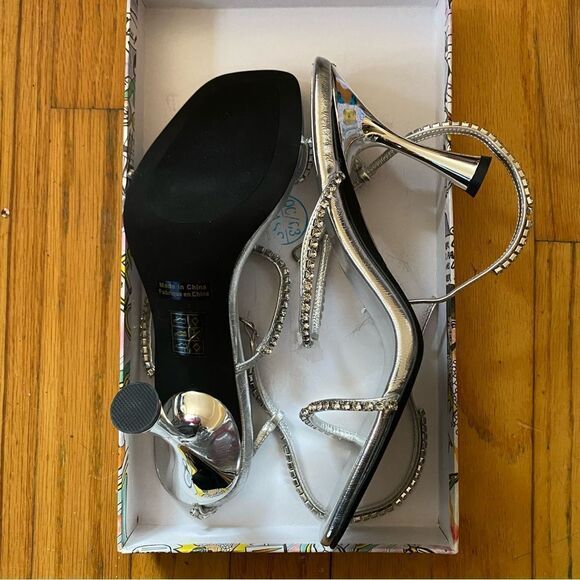 Jeffrey Campbell Demonica Sandals Silver shoes high heels Rhinestone Revolve 9.5 - Picture 10 of 14